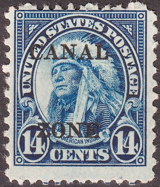 US 1924 Canal Zone 14 cent American Indian Overprint, Type I, Mint NH (1 of 2)
