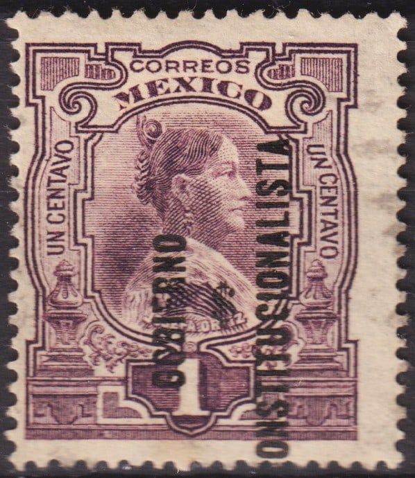 Mexico 1914 1 Centavo Violet Constitutional Government Overprint Scott 423 (1 of 2)