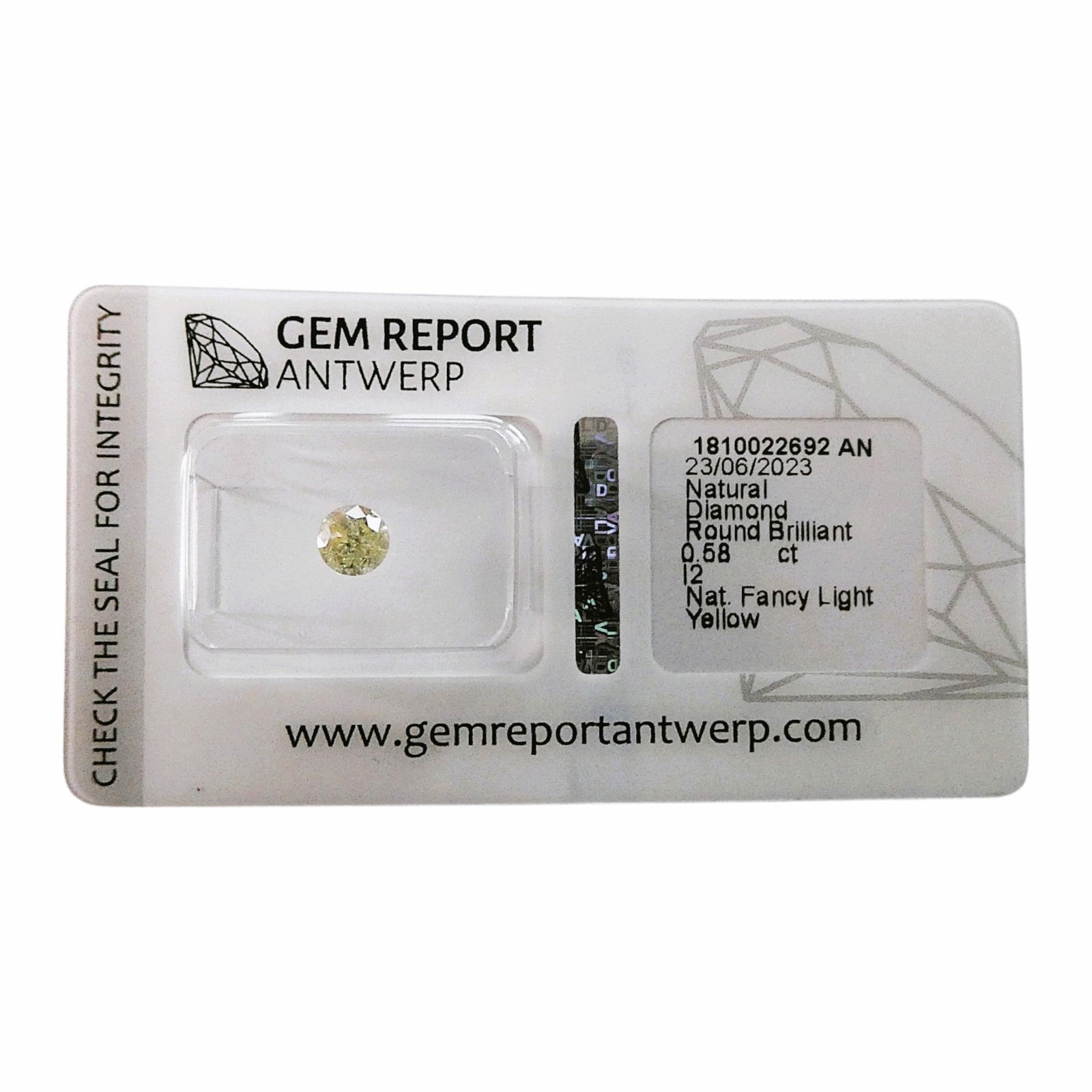 0.58 ct Fancy Light Yellow Diamond, GRA Certified, Round Brilliant (1 of 5)