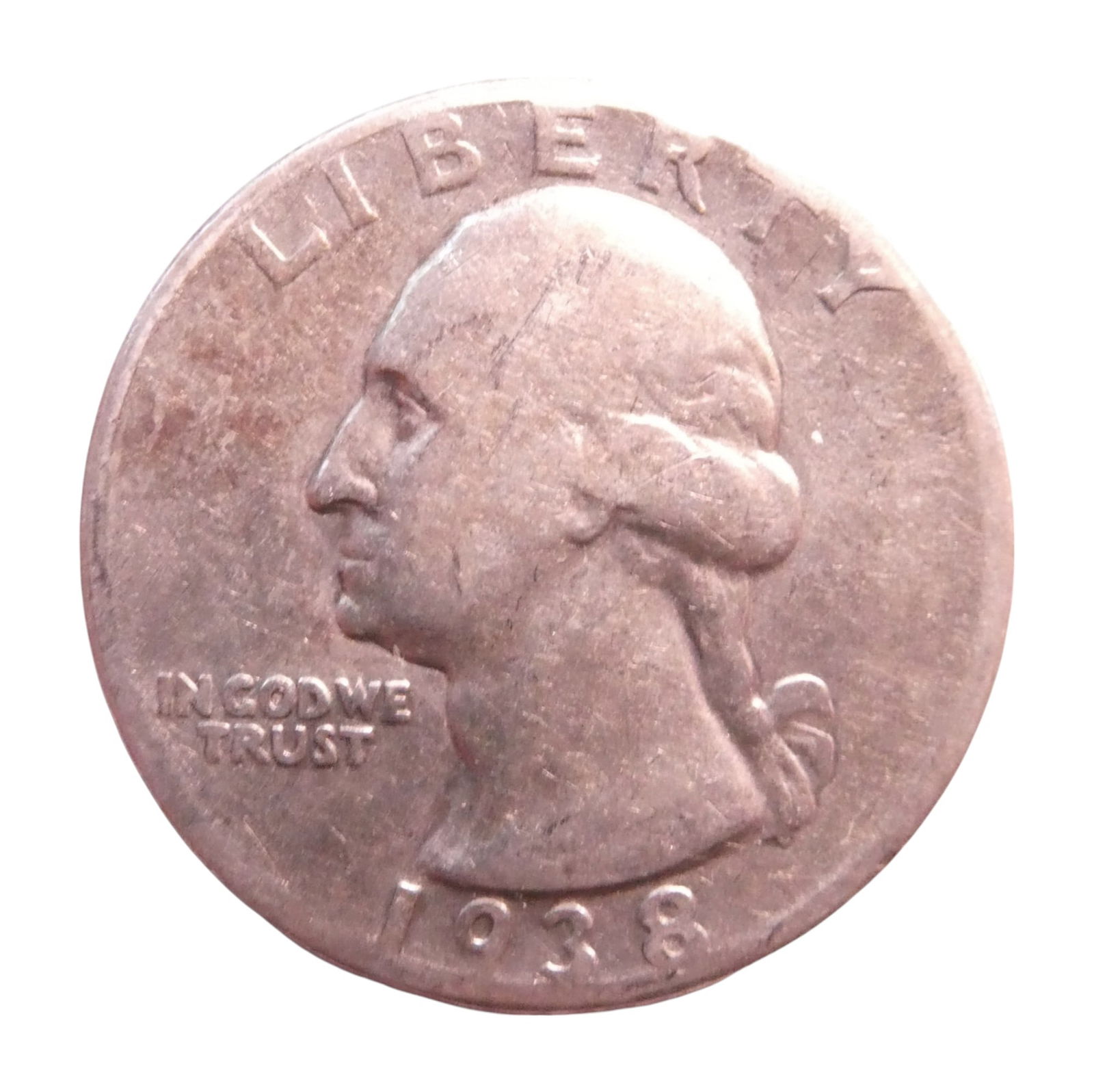 United States 25 Cents "Washington Quarter" 1938, Silver coin (1 of 2)