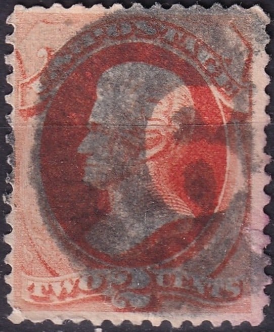 1879 USA 2c Andrew Jackson ABNCo, Red, Negative “6 Killer Cancel Scott US 183 (1 of 2)