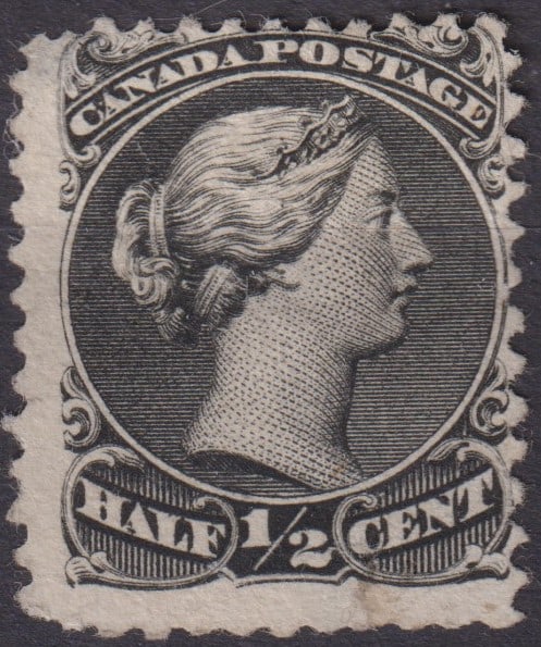 1868 Canada Large Queen half Cent Black, Queen Victoria, Scott 21, MNH (1 of 2)