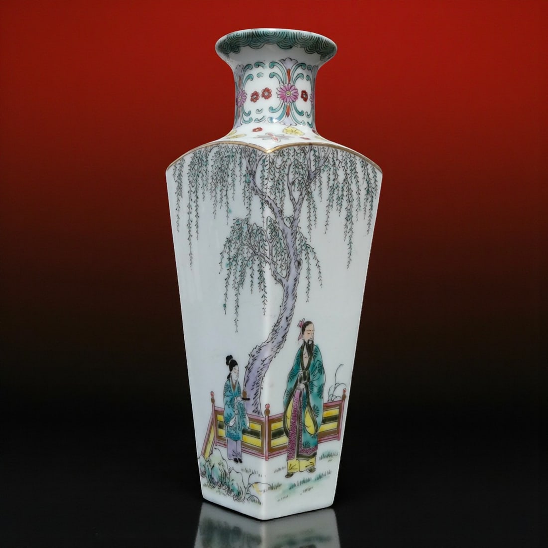 Chinese Republic Period Famille Rose Porcelain Vase with Scholars and Garden Scene (1 of 10)