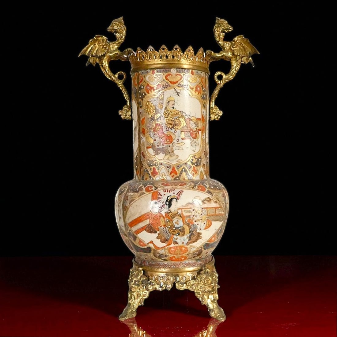 Japanese Satsuma Vase with Gilt Bronze Mounts, 19th Century, 36 cm (1 of 12)