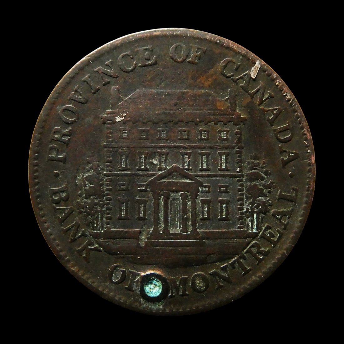 Canada 1844 Bank of Montreal Sou ½ Penny Token, Soho Mint, Copper (1 of 2)
