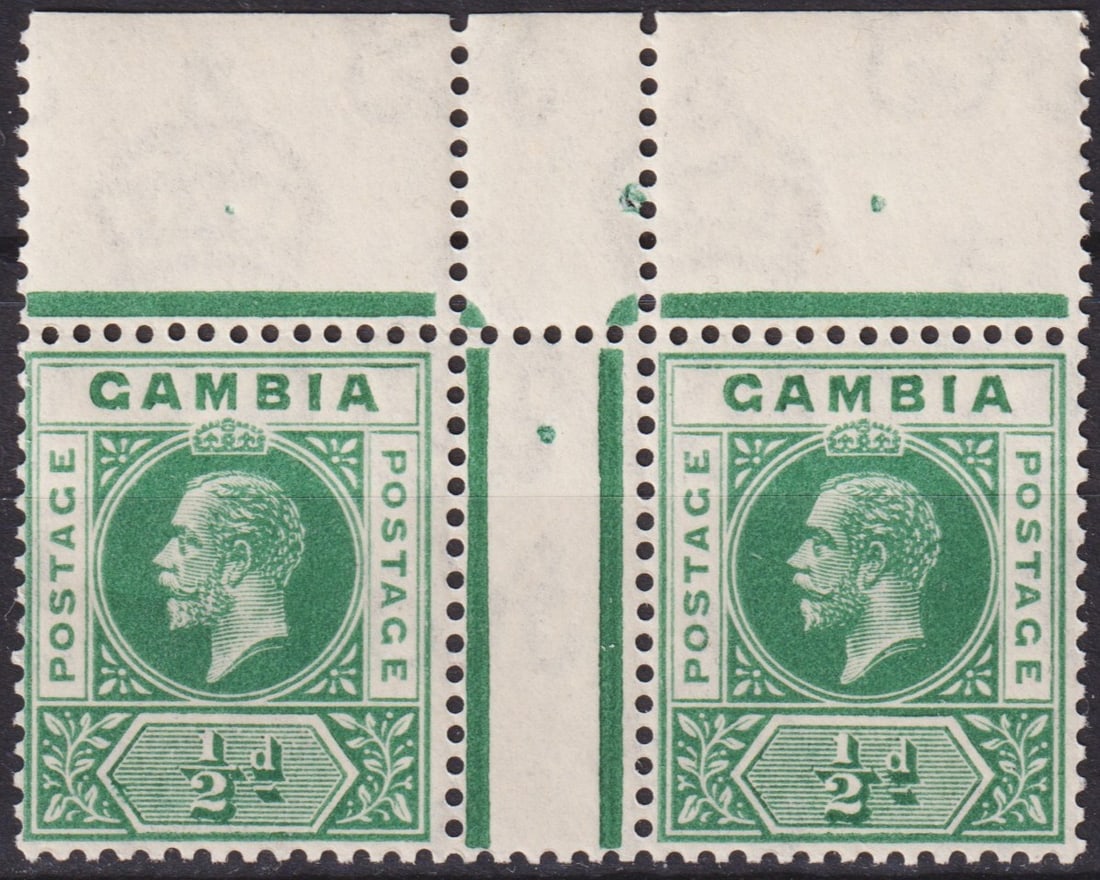 British Gambia 1921 King George V ½d Green Pair Mint SG 108 (1 of 2)