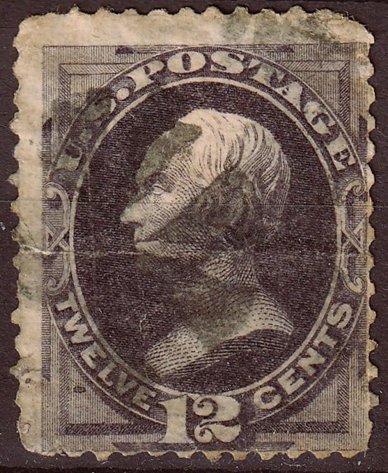 1874 USA 12c Henry Clay black violet, Scott 162 (1 of 2)