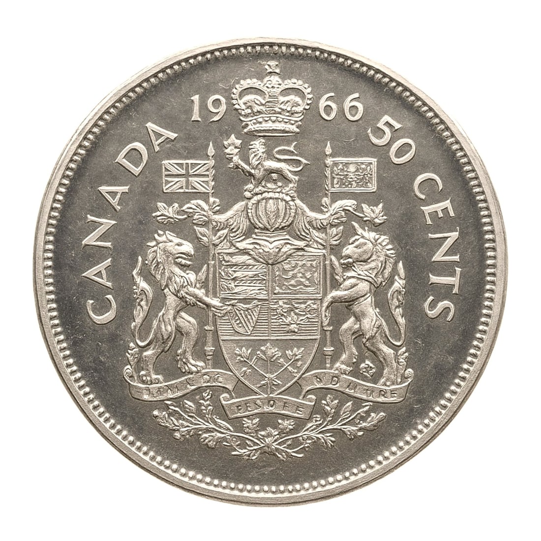 Canada 1966 50 Cents Silver Coin, KM#56, Elizabeth II (1 of 2)
