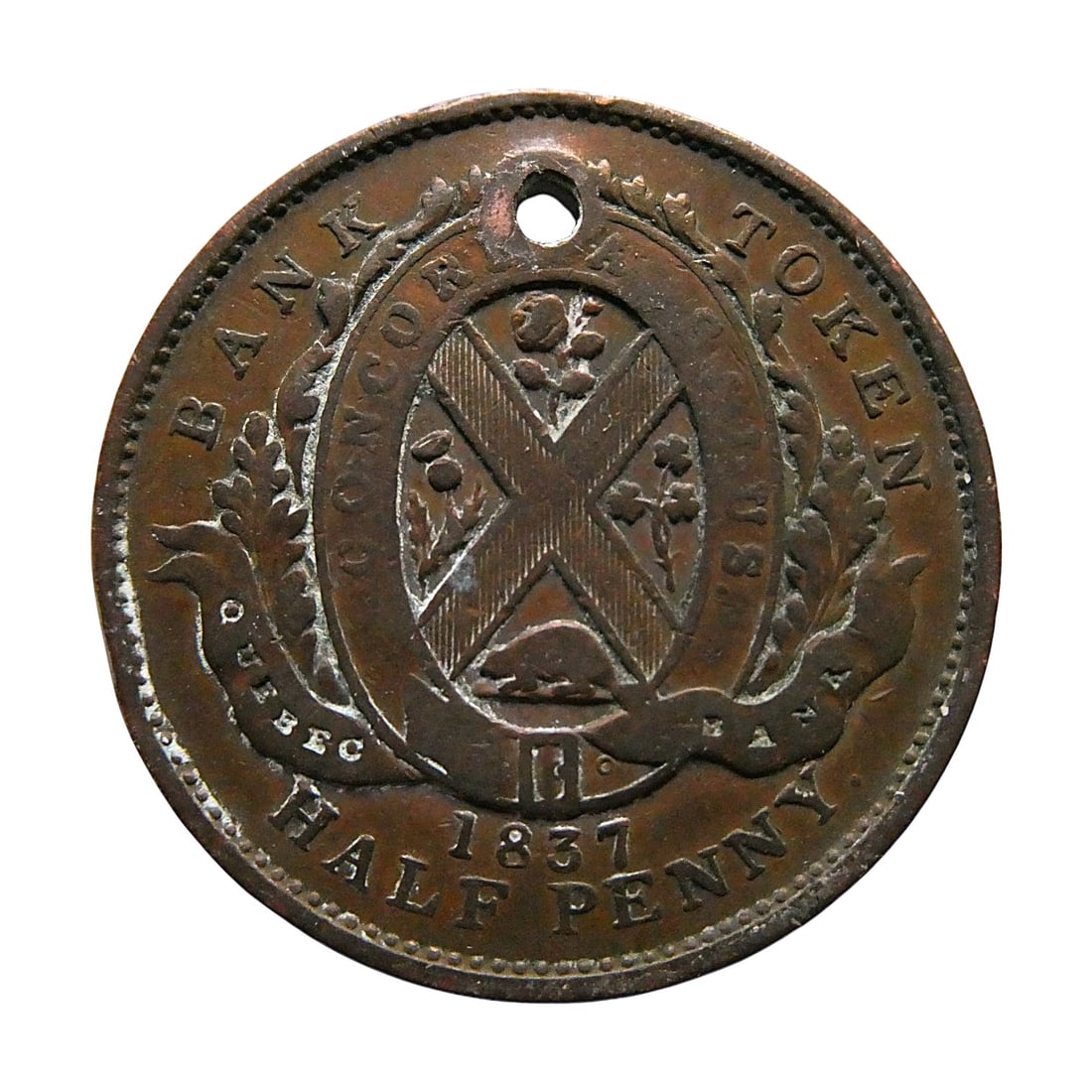 Canada 1837 Bank Token Half Penny, Lower Canada “Un Sou (1 of 2)