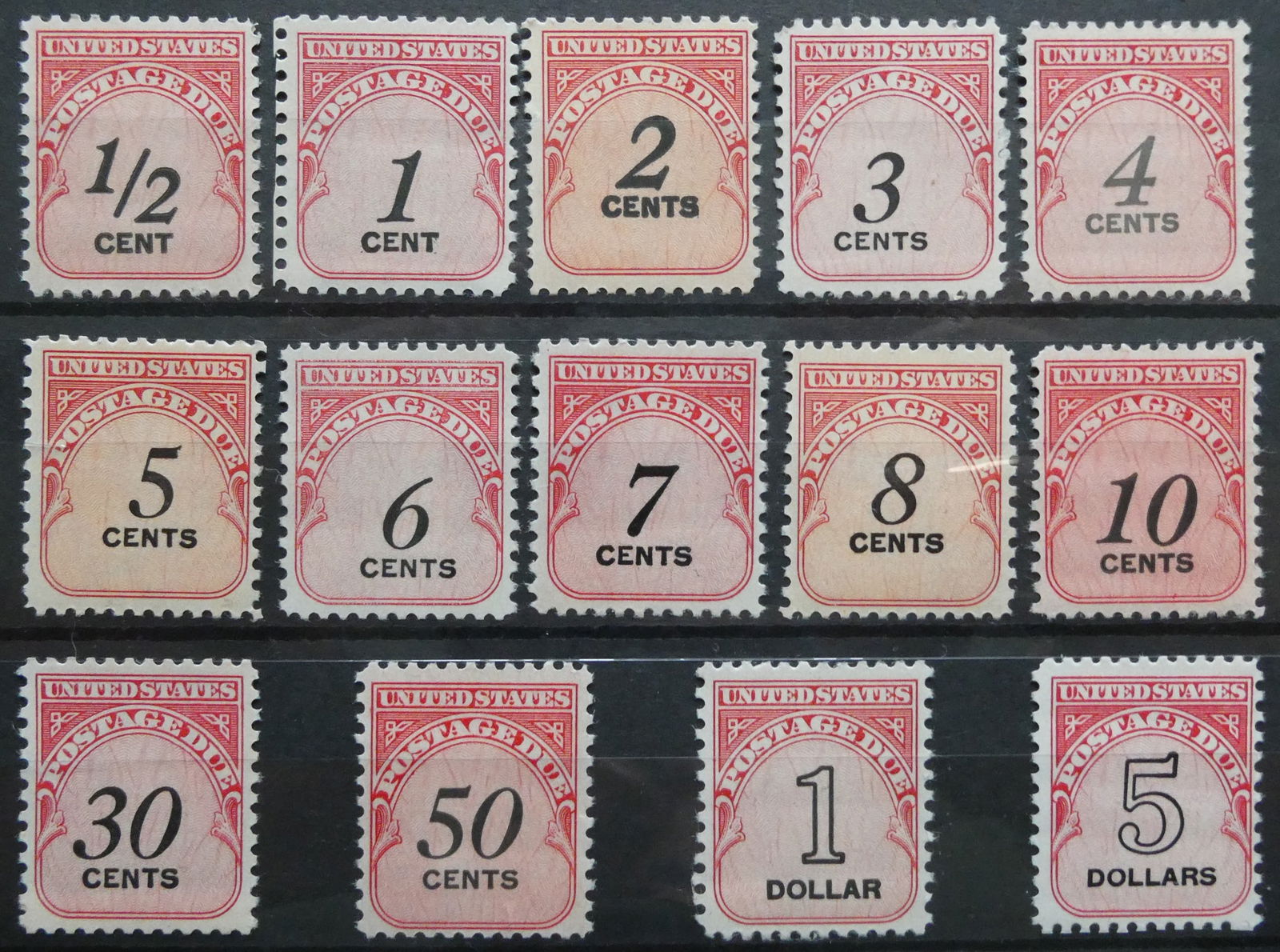 Complete set U.S. Postage Due 1959, J88-J101, half cent to $5 MNH (1 of 6)