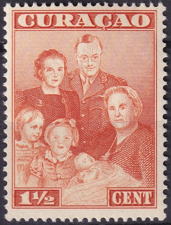 Curaçao 1943 Royal Family Issue 1½ Cent Orange (Scott AN170, Michel NL-CW 204, SG AN216) (1 of 2)