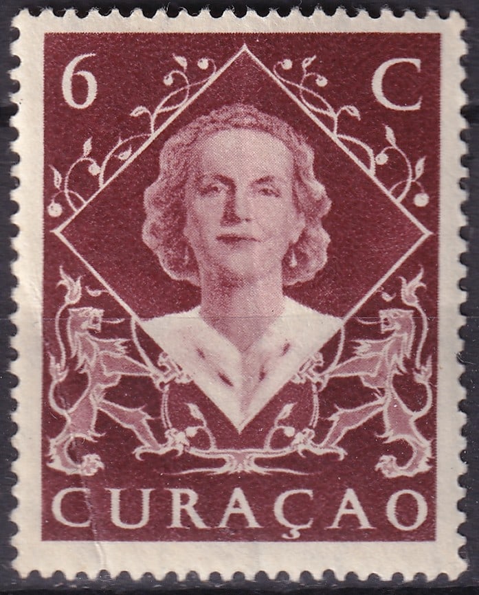 1948 Curaçao Queen Juliana Investiture Issue Scott AN 201 (1 of 2)