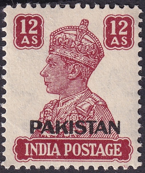 Pakistan 1947 King George VI overprint 12 Anna Scott 12 (1 of 2)