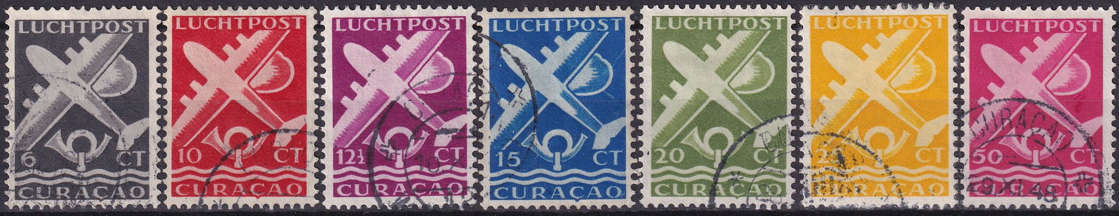 1947 Curacao Airmail Complete Set Scott AN C32A–C41 Michel NL-CW 253–263 (1 of 2)