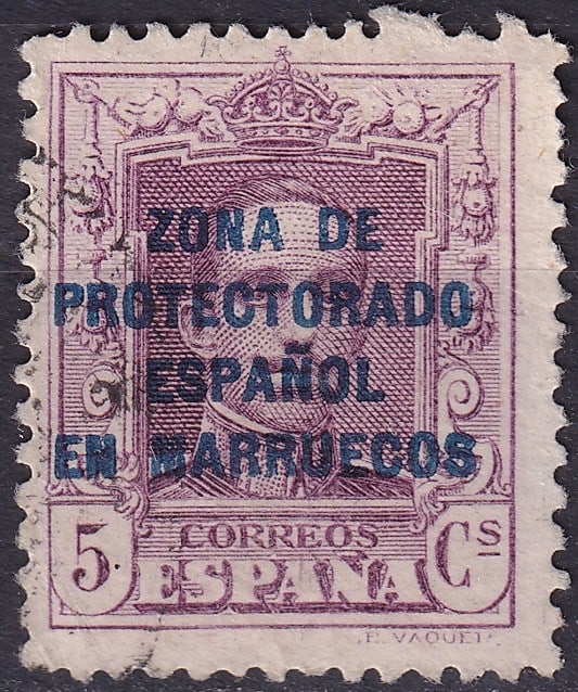 1923 Spanish Morocco King Alfonso XIII 5c Scott 84 (1 of 2)