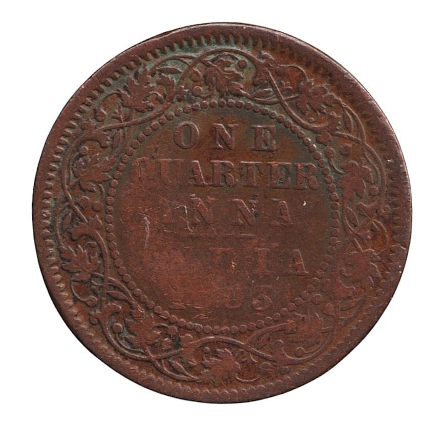 India 1903 Quarter Anna Edward VII Copper Coin KM#501: Issued during the reign of Edward VII, this copper Quarter Anna from 1903 belongs to the series struck between 1901 and 1910 for circulation in British India. The obverse features the right-facing por