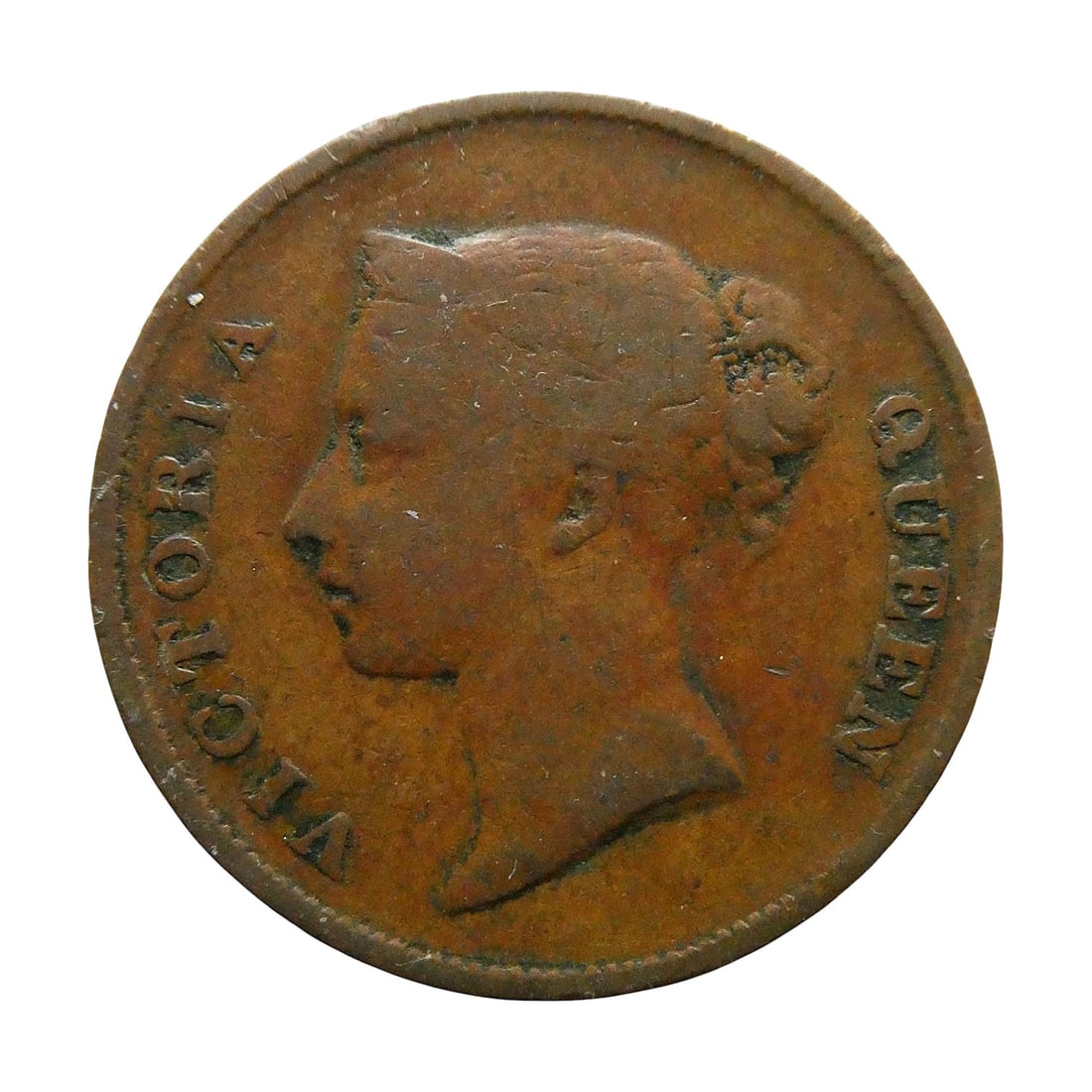 Straits Settlements 1862 East India Company 1 Cent Copper Coin KM#6: Struck in 1862 under the authority of the East India Company, this 1 Cent copper coin was issued for the Straits Settlements and circulated widely across Singapore, Penang, and Malacca during the heig
