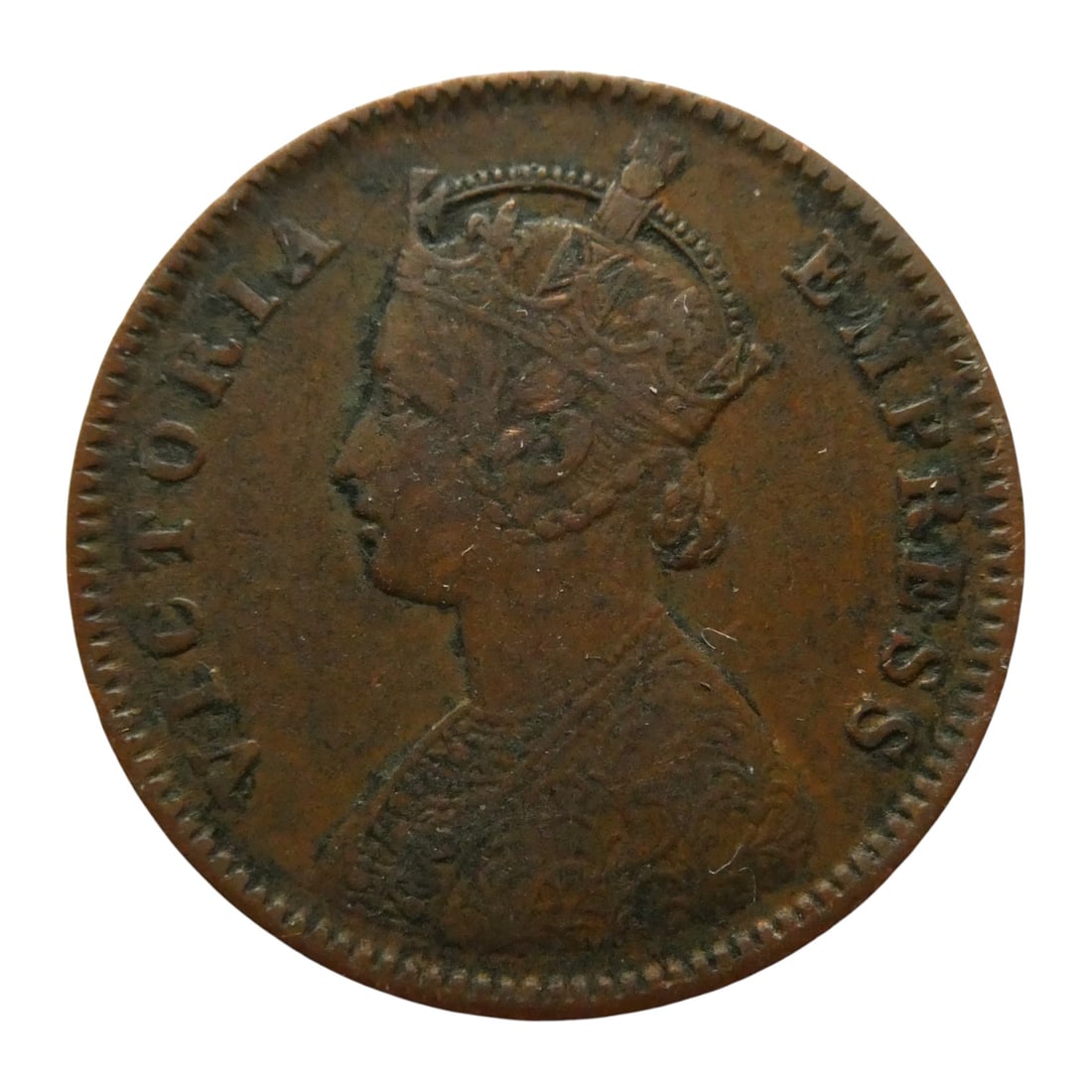 British India Quarter Anna Copper Coin, Victoria Empress, 1885, KM#486 (1 of 2)
