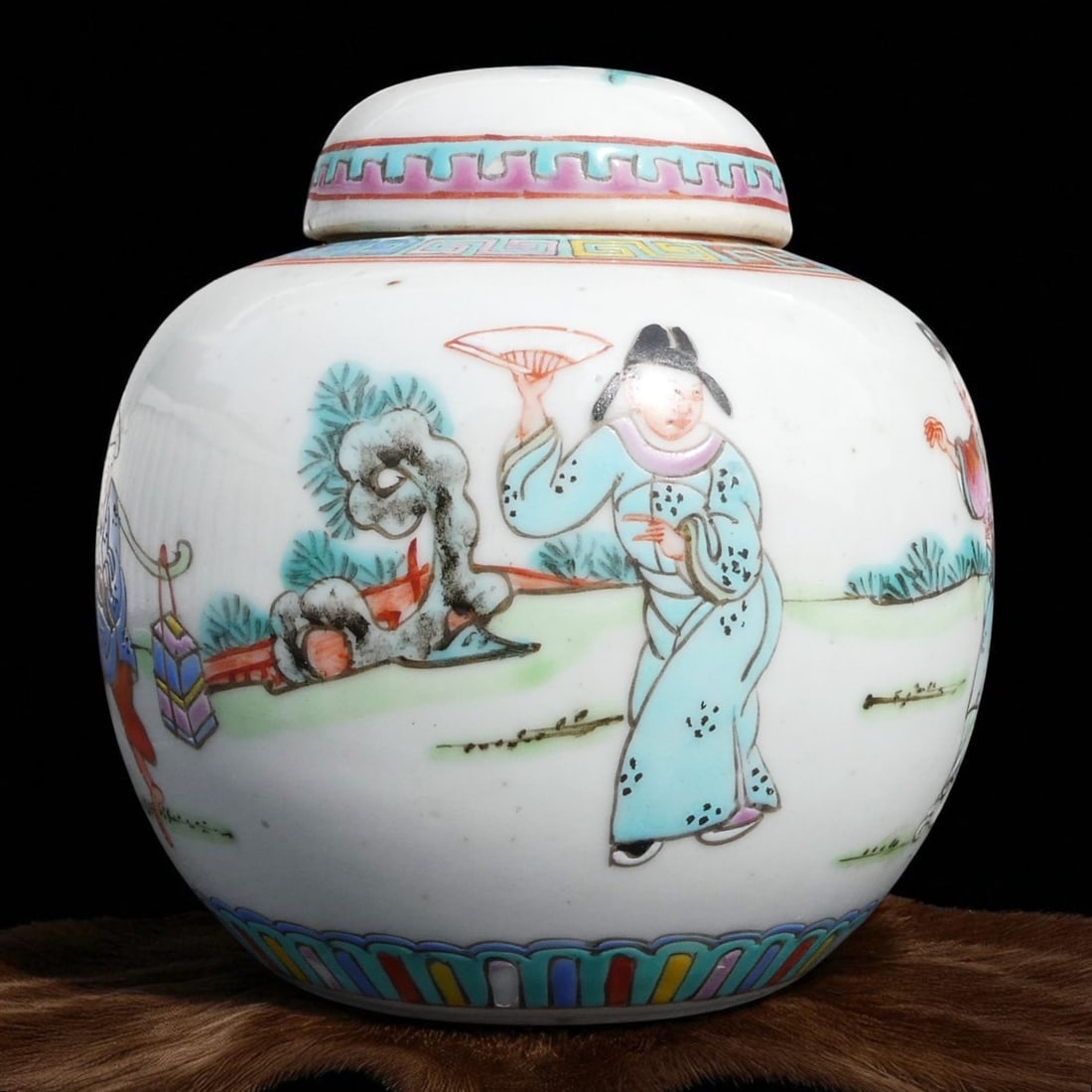 Chinese Republic Period Famille Rose Covered Jar with Figures, c. 1912–1949 (1 of 8)