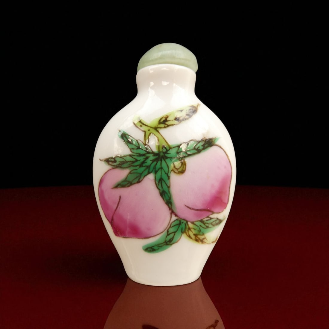 Republic Period Chinese Porcelain Snuff Bottle with Famille Rose Peaches (1 of 5)