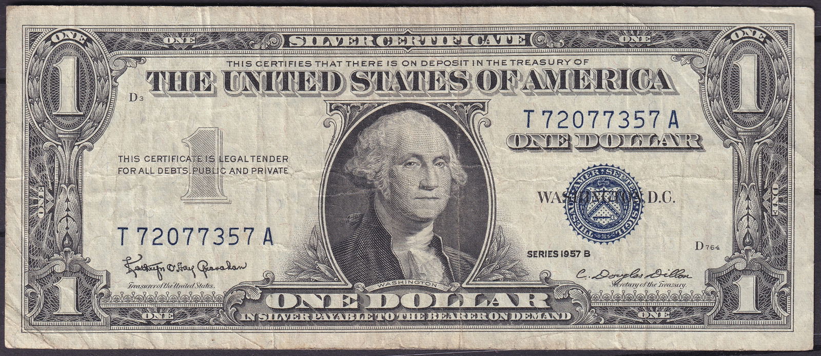 United States 1957B $1 Silver Certificate – Washington (1 of 2)