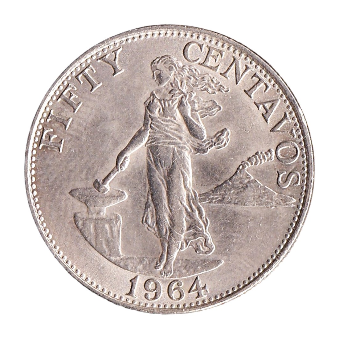 1964 Philippines 50 Centavos Nickel-Brass Coin KM#190 Colnect PH-000055 (1 of 2)