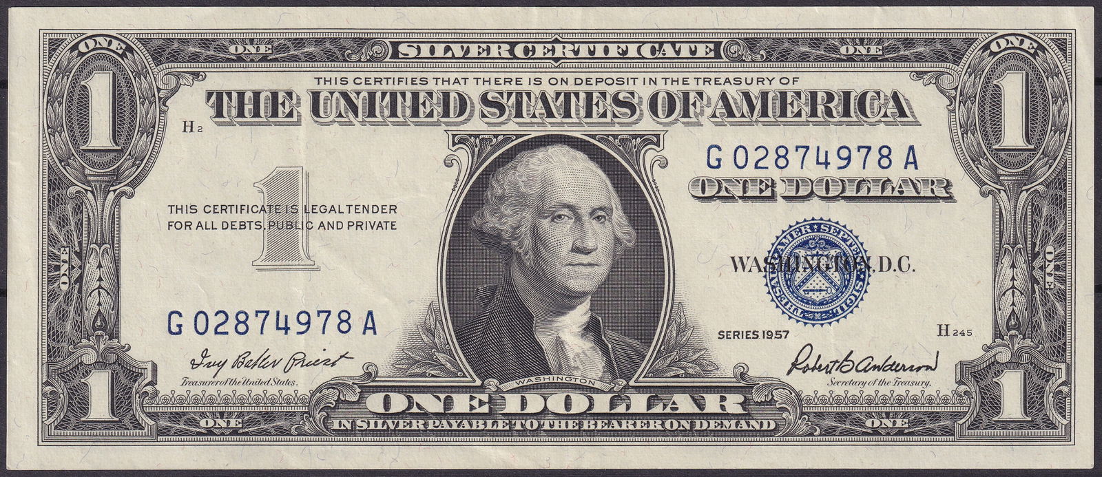 1957 United States $1 Silver Certificate Blue Seal (1 of 2)