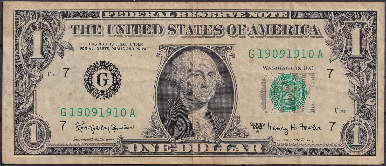 United States $1 Federal Reserve Note 1963A (1 of 2)