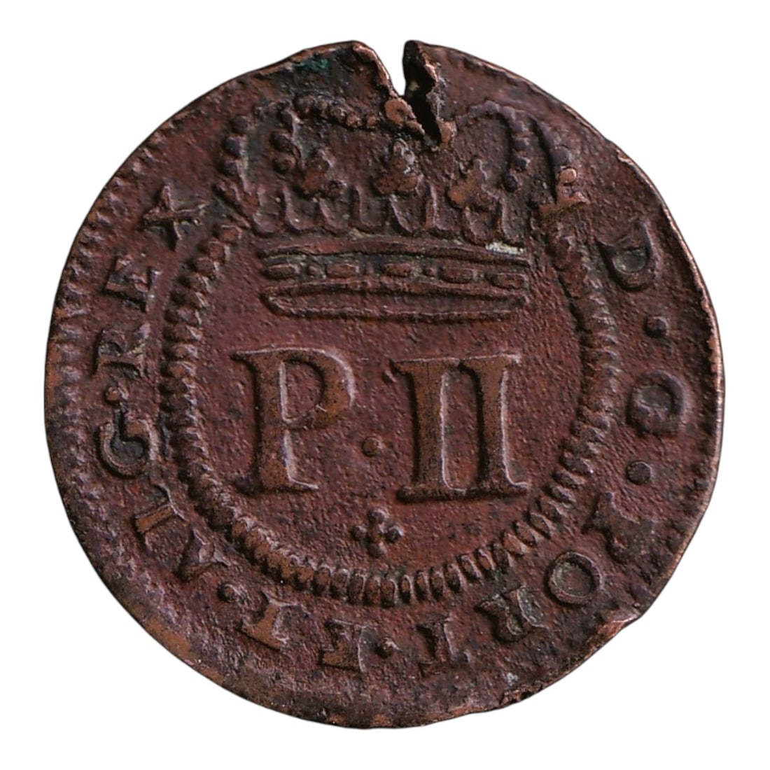 Portugal 1699 "the Pacific" Copper 5 Réis Coin, King Pedro II, KM# 167: Struck in 1699 at the Casa da Moeda de Lisboa under the reign of King Pedro II of Portugal, this copper 5 Réis coin belongs to the series issued between 1683 and 1706, during the period of one of Por