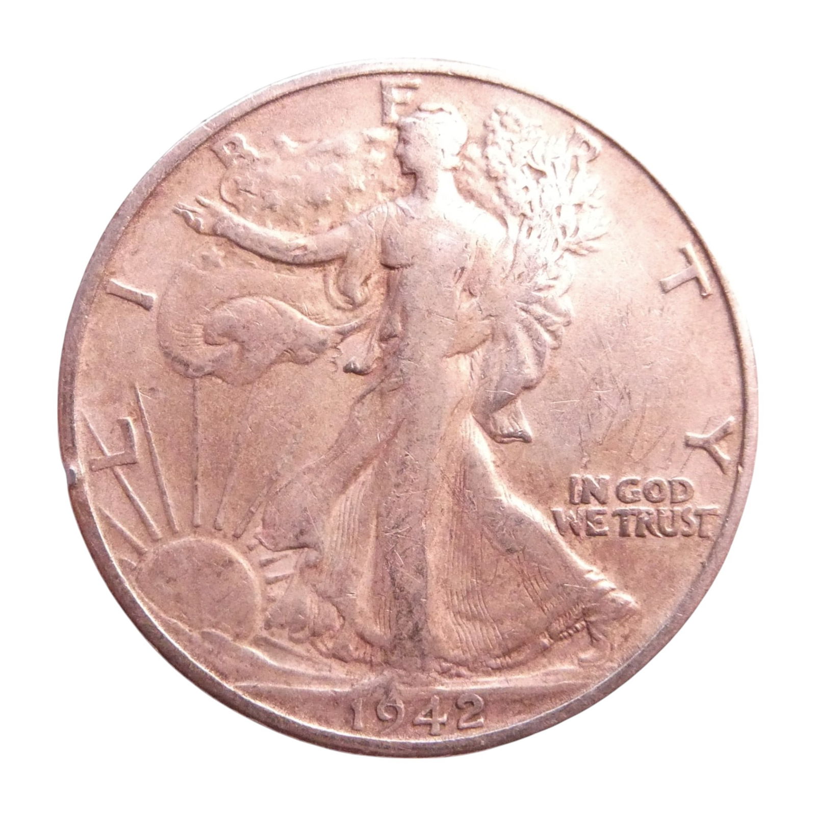 1942-S USA Walking Liberty Half Dollar, Silver, San Francisco Mint (1 of 2)