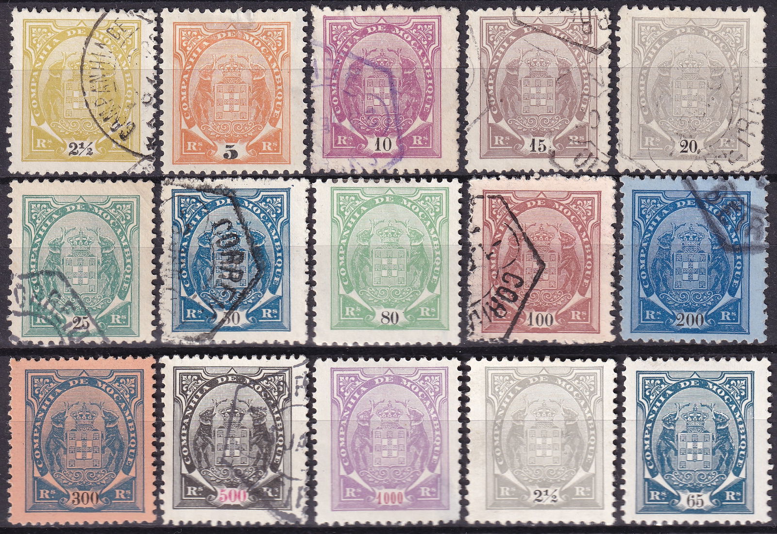 Portuguese Mozambique Company 1895 Coat of Arms Set – Scott #1–15 (Complete Series) (1 of 2)