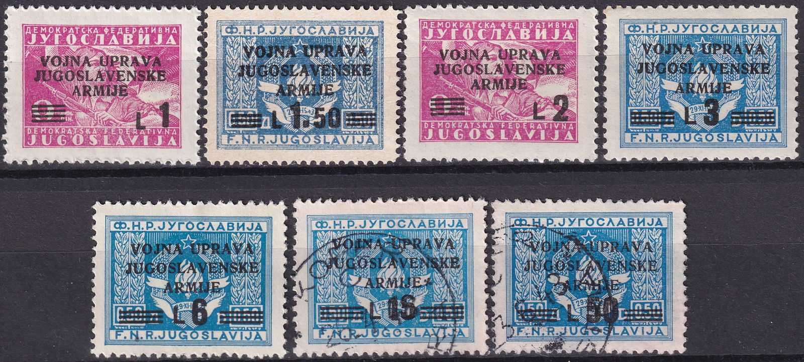 WWII 1947 Yugoslavia Istria Slovenia Italian Military Set Scott YU-IS 42-51: This cohesive group represents the 1947 Italian Military Administration issues for Istria and Slovenia in postwar Yugoslavia, released on 8 February 1947 during the complex transitional period followi
