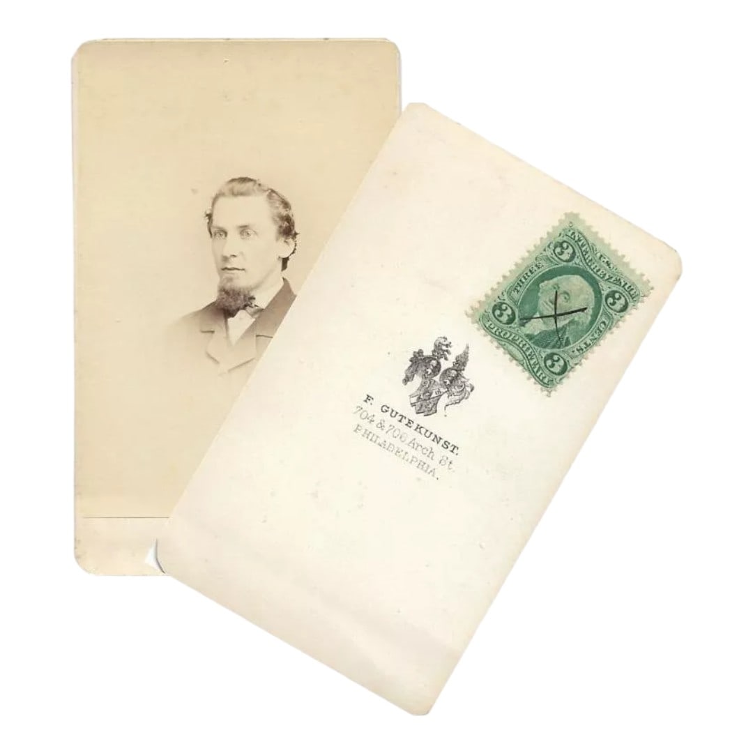 1865 U.S. CDV Portrait by Gutekunst, with 3c Proprietary Revenue Stamp (1 of 4)