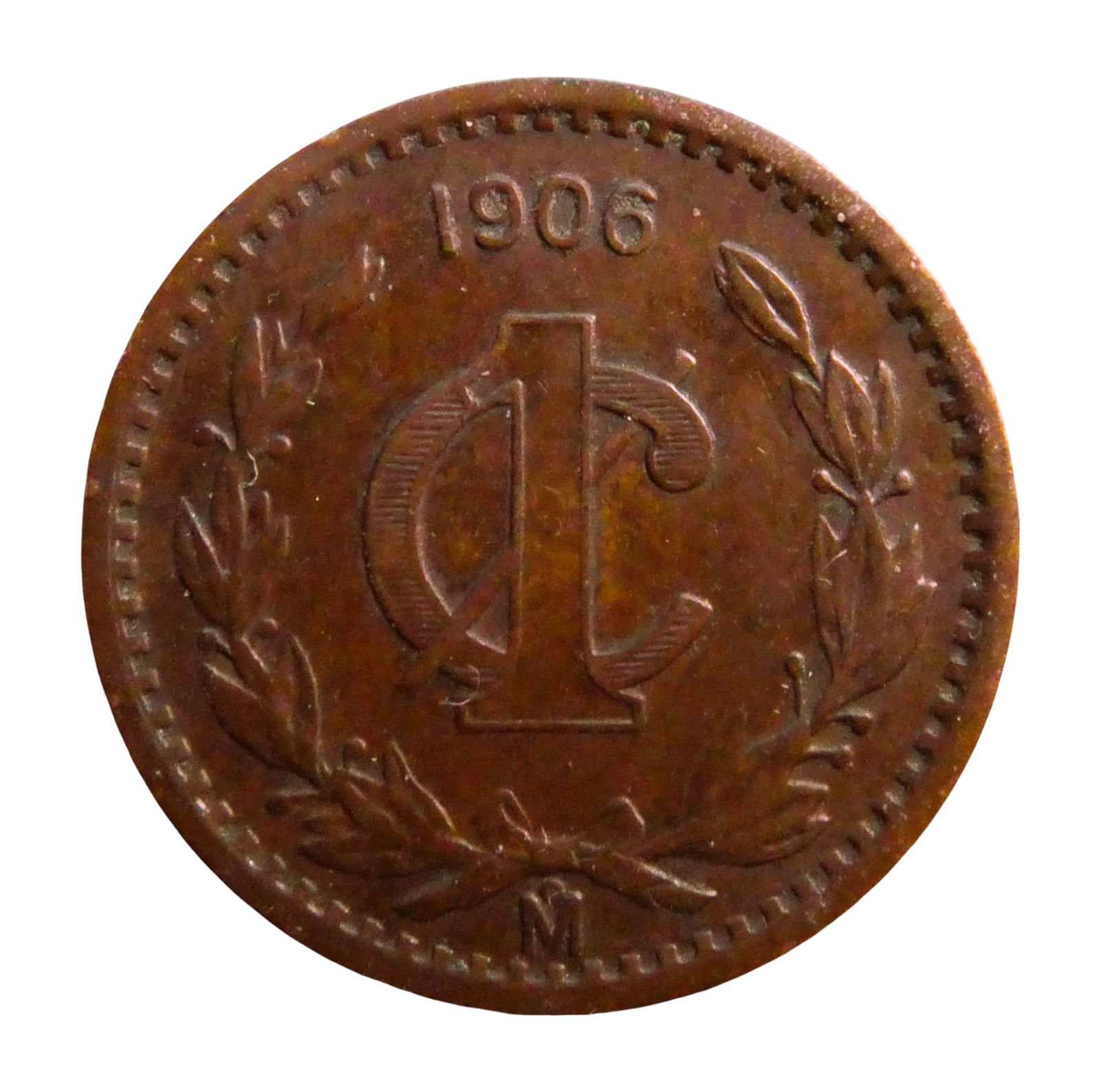 1906 M. Mexico Centavo, Reduced Size, Mexico City Mint, MS(60-62) (1 of 2)