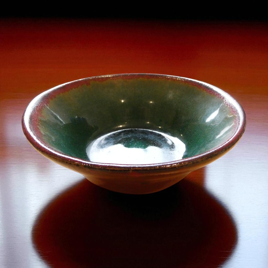 Glazed Stoneware Bowl with Flambé Glaze, Marked "Made in China", Mid-20th Century (1 of 5)