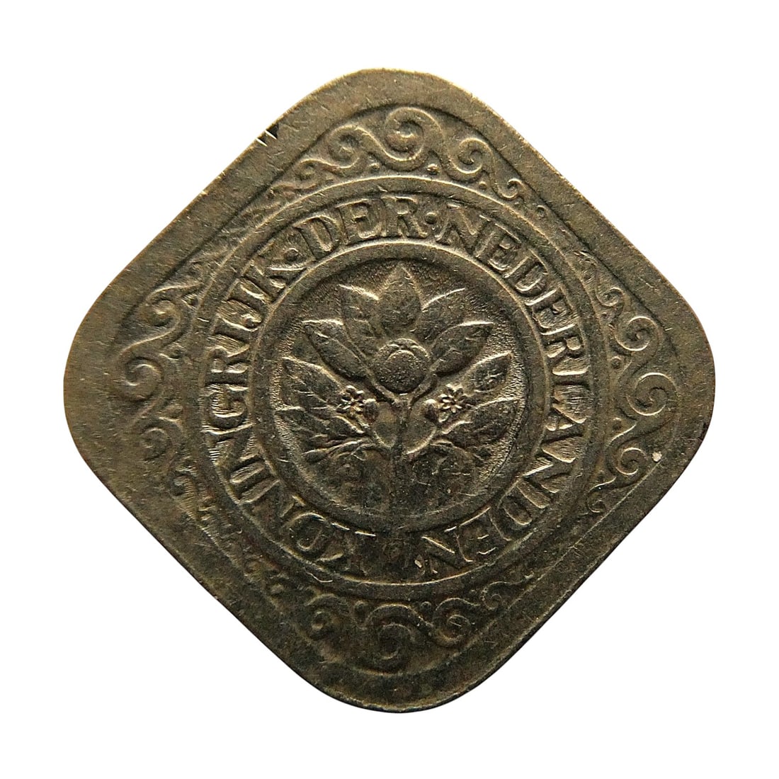 Netherlands 1920 Wilhelmina 5 Cents Square Coin KM#153 (1 of 2)