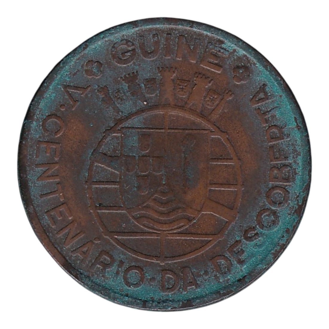 Portuguese Guinea 1946 Bronze 1 Escudo, KM# 7, 500 Years Discovery: Issued in 1946 to commemorate the 500th anniversary of the Portuguese discovery of Guinea (1446–1946), this bronze 1 Escudo coin reflects both colonial history and Portugal’s commemorative coinage