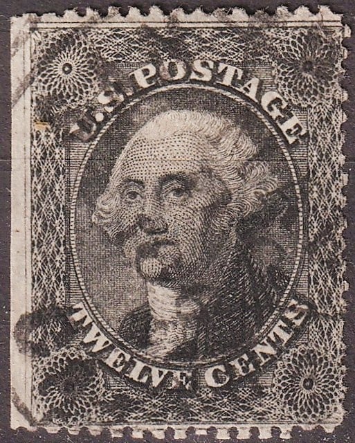 1857 USA 12¢ Washington Black (Scott 36) (1 of 2)