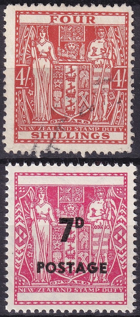 New Zealand 1964 Coat of Arms 7d Scott 367 SG NZ F194w (1 of 2)