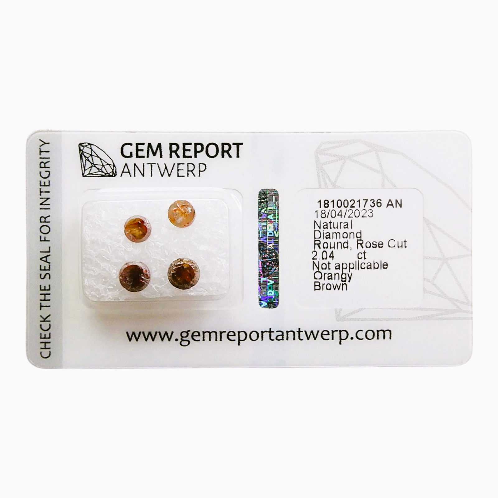 Antwerp Certified Natural Orangy Brown Rose Cut Diamonds 2.04 ct Set (1 of 5)