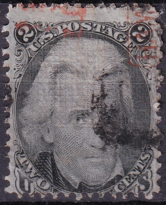 1868 United States Andrew Jackson Scott 85B grilled two cent (1 of 2)