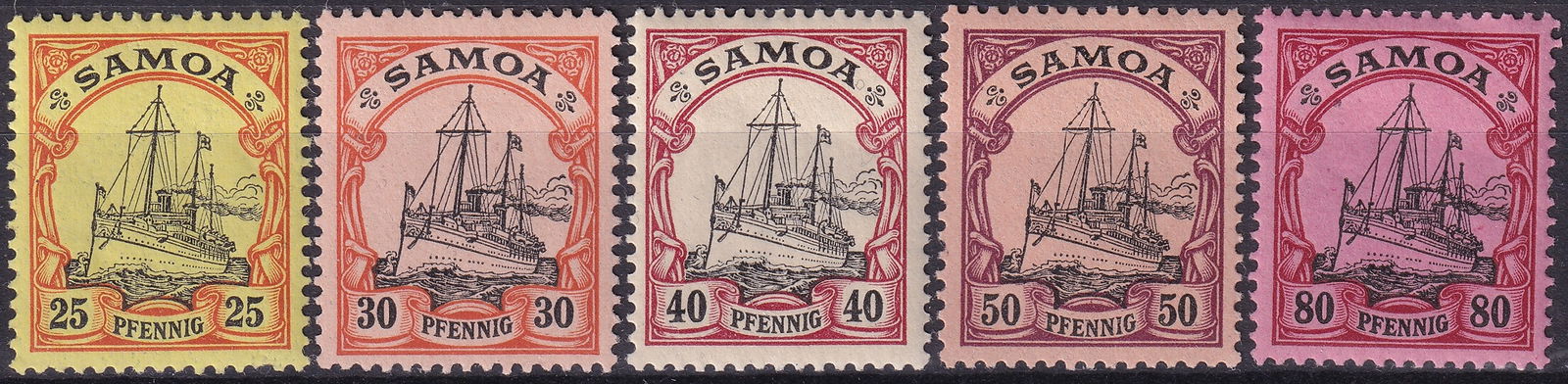 1900 Samoa German Administration Yacht Set Scott WS 61 62 63 64 65 (1 of 2)