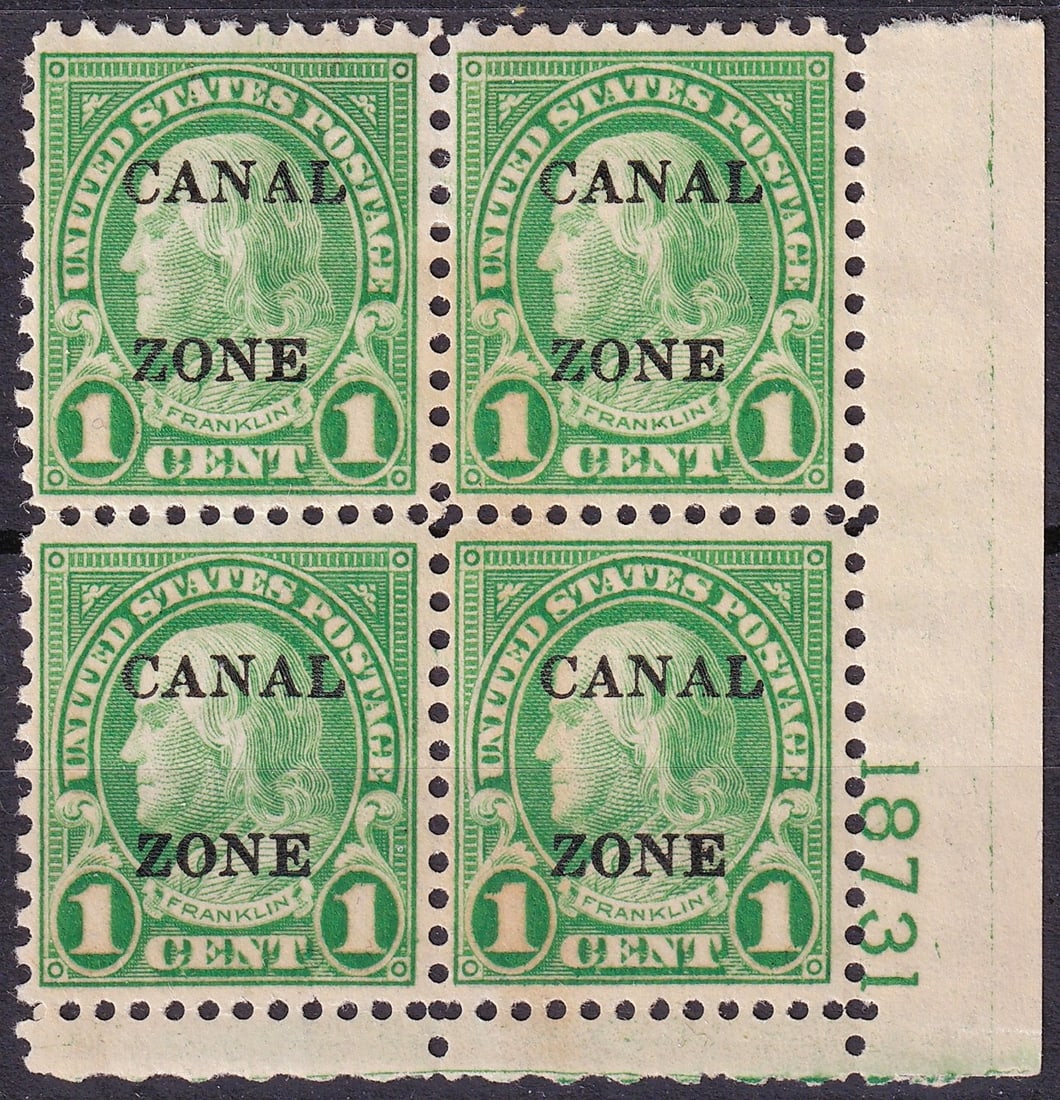 US 1924 Canal Zone 1¢ Franklin block, mint VF, Scott CZ 71 (1 of 2)