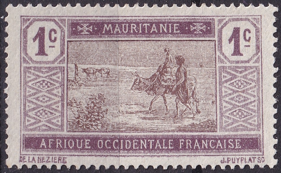 1913 Mauritania Definitive Michel MR 17 Stamp Number MR 18: This lot presents a classic definitive issue from Mauritania, released in 1913 as part of the long-running Definitive series used throughout French West Africa, catalogued as Michel MR 17. The stamp i