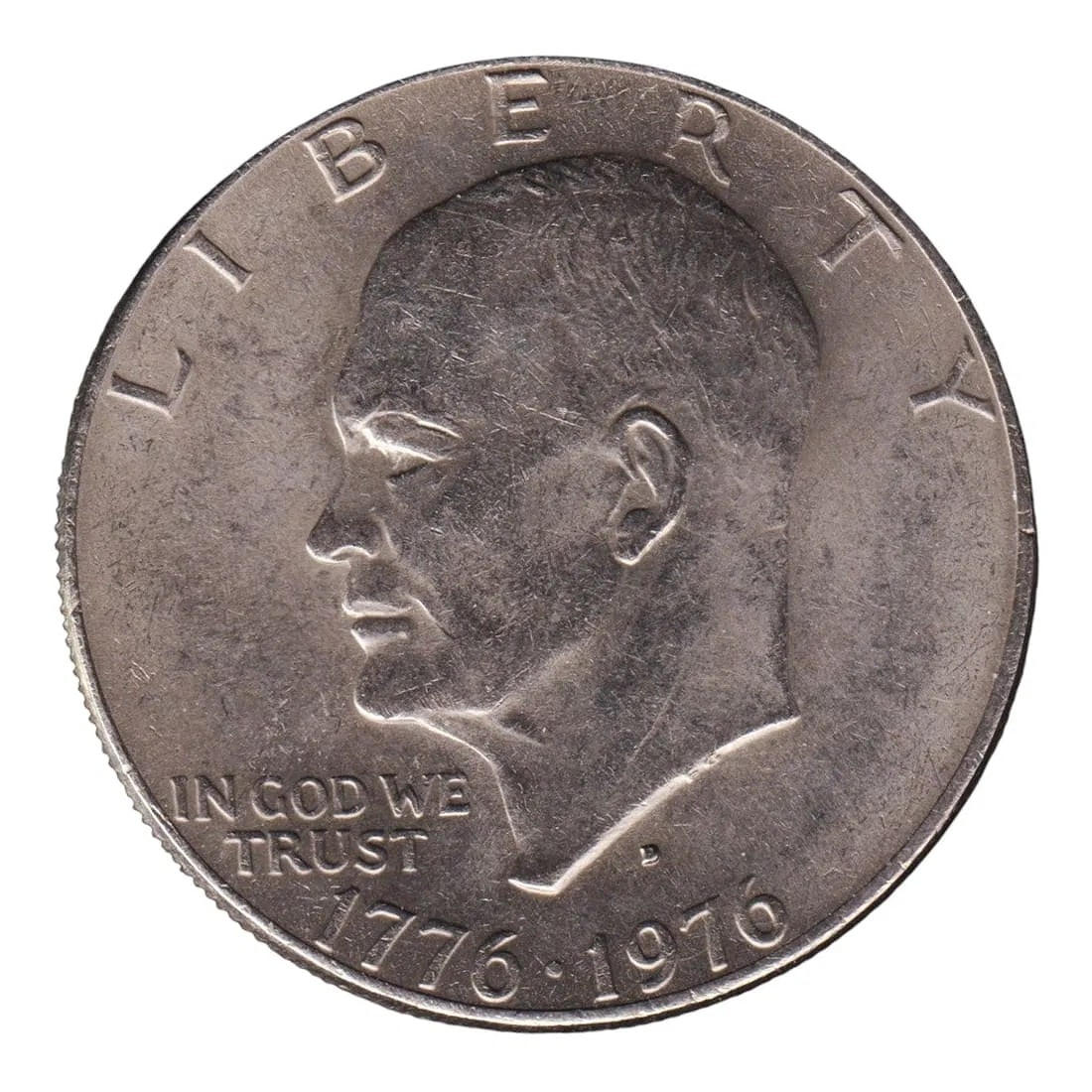 1976-D Eisenhower Bicentennial Dollar, 40% Silver, Dual Date Issue (1 of 2)