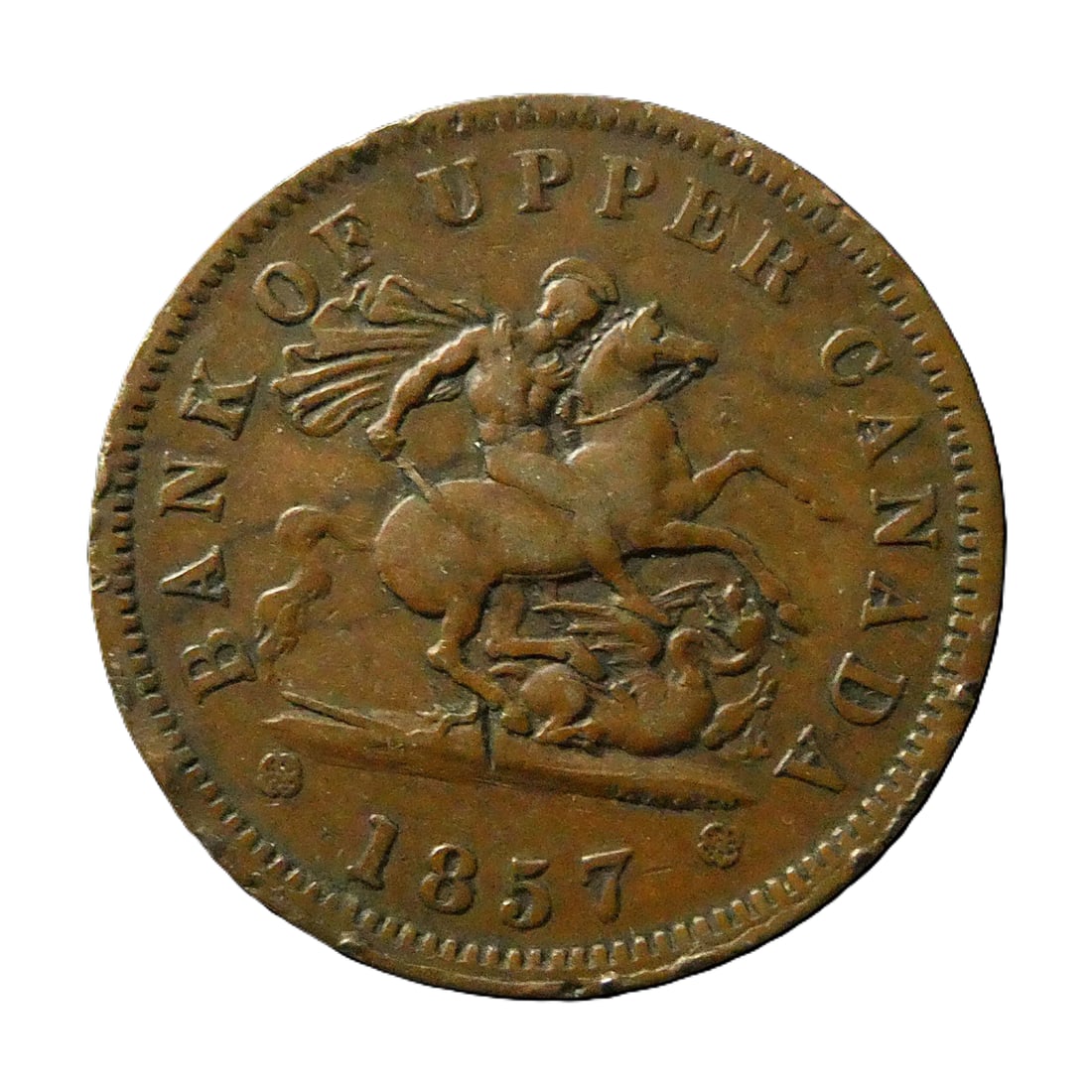 1857 Canada Bank of Upper Canada One Penny Token N1121 (1 of 2)