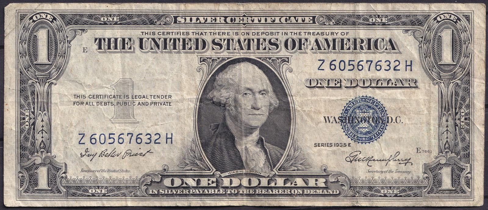 United States 1935E $1 Silver Certificate – Priest / Humphrey (1 of 2)