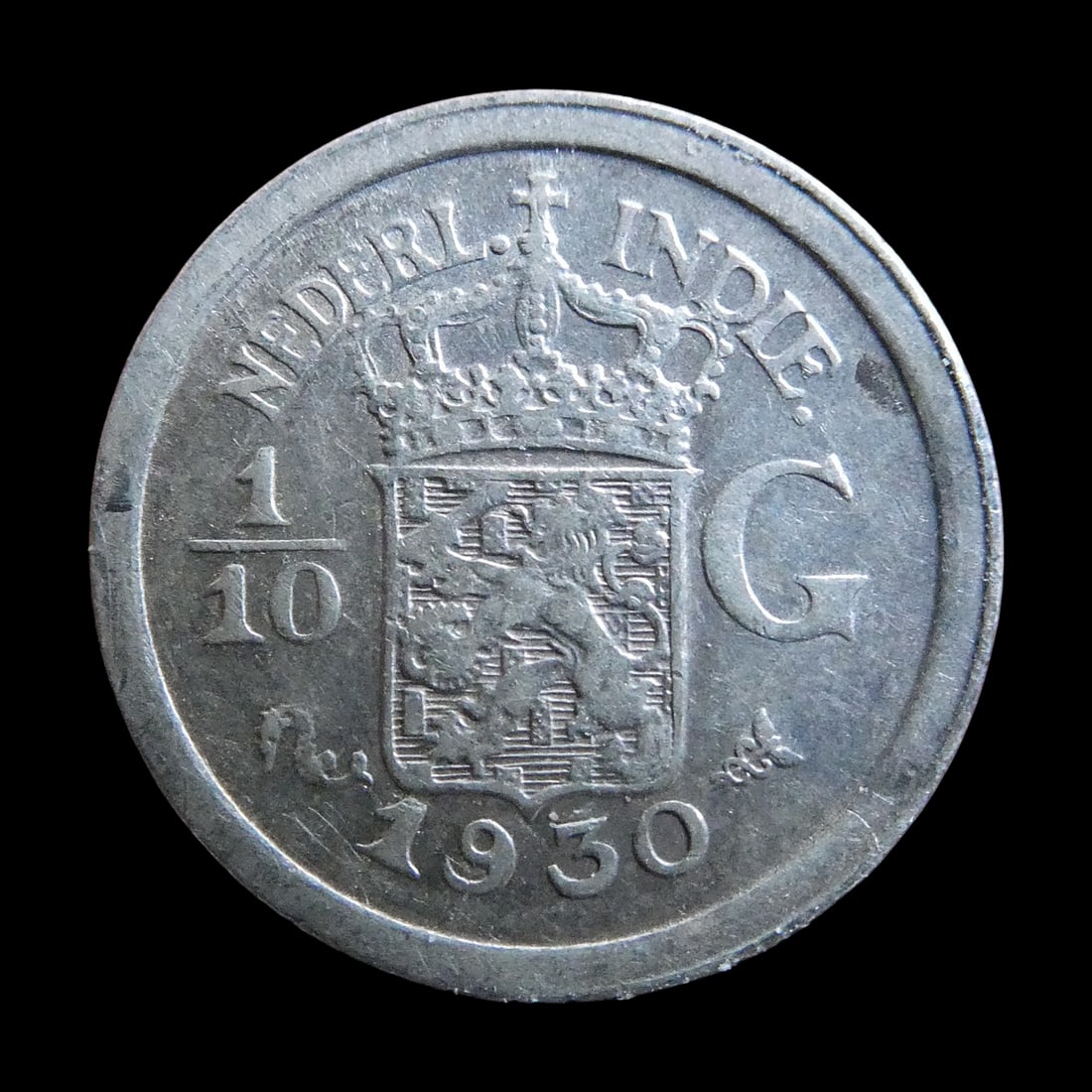 Netherlands East Indies 1930 1/10 Gulden Silver Coin (1 of 2)