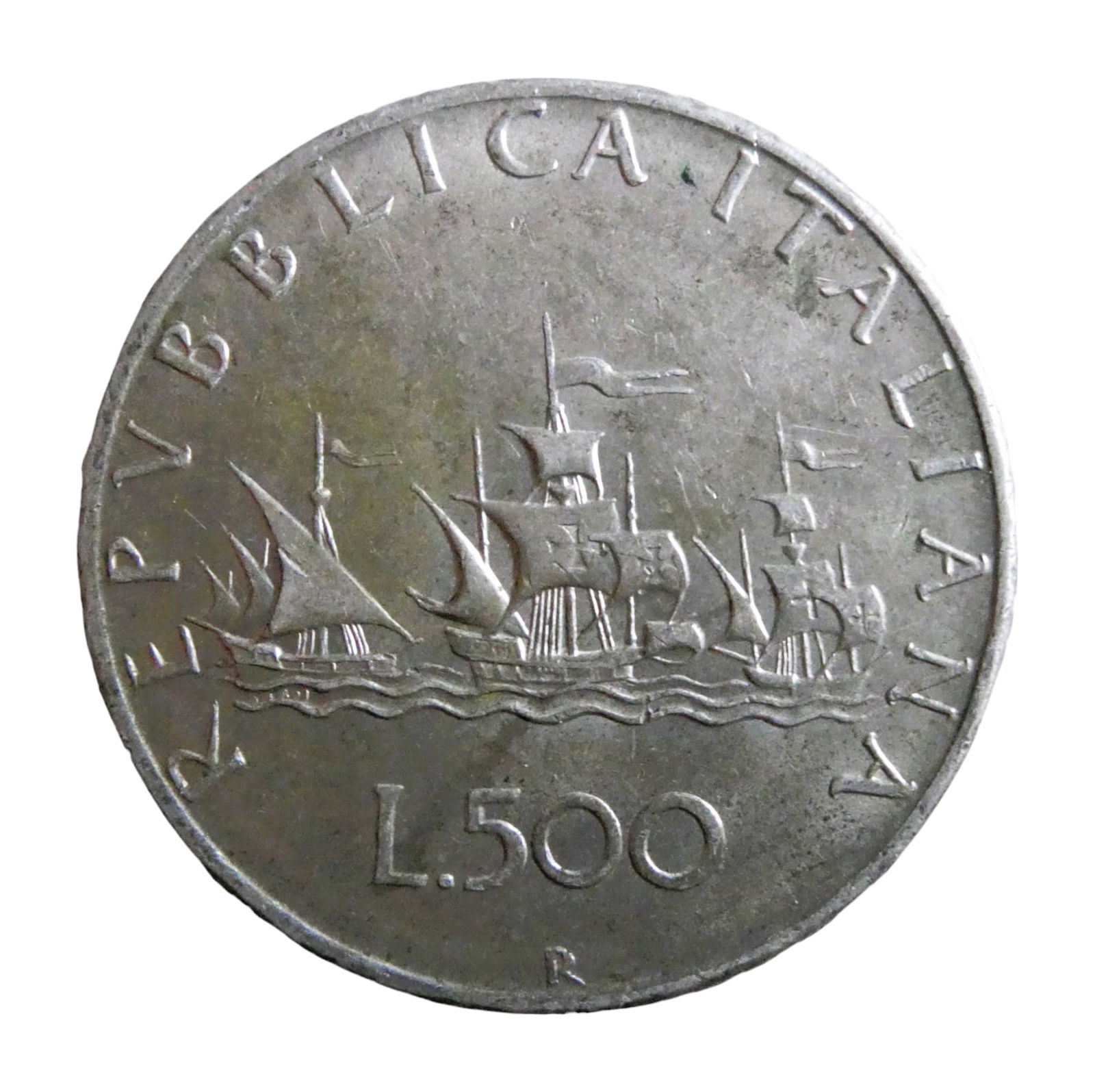 1966 Italy 500 Lire "Caravelle", REPUBBLICA ITALIANA, Silver Coin (1 of 2)