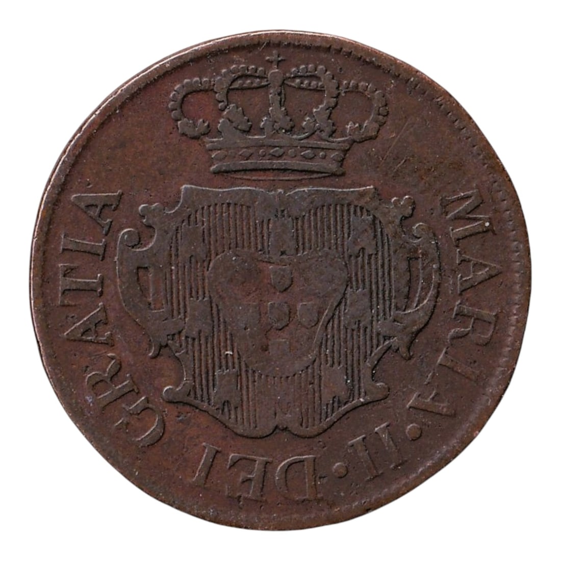 Portuguese Azores 1830 Copper 5 Réis, Maria II in Exile, KM# 5 (Terceira Issue): Struck in 1830 for circulation on the island of Terceira in the Azores, this copper 5 Réis coin was issued under Queen Maria II during her exile (1828–1834), a turbulent period of Portuguese consti